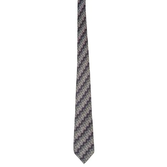 Vintage Missoni colorful Cravatte Mens‎ Silk Necktie 70's geometric Purple Grey
